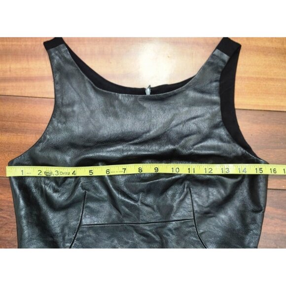 Amanda Uprichard Black Leather Peplum Top Women’s S Sleeveless Zip Back - Picture 12 of 13